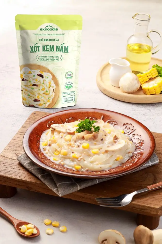 Best Ready-to-Eat Vegan Konjac Pho Instant Noodles from Vietnam Creamy Mushroom Sauce with Attractive Flavor Dry Food