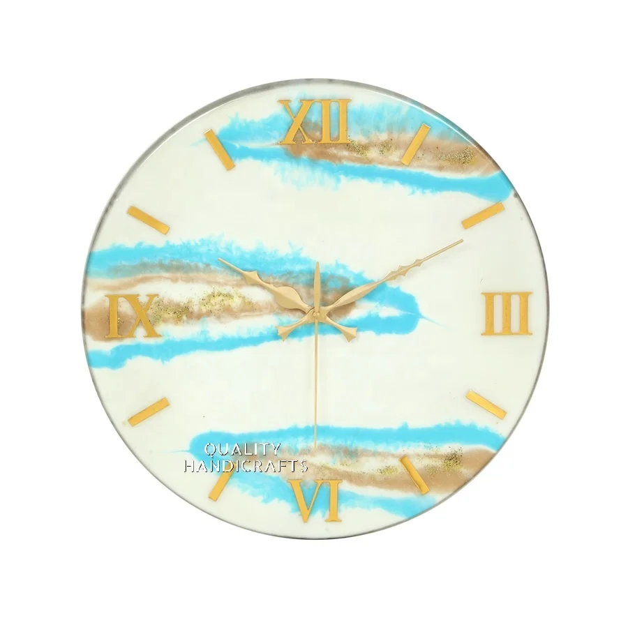 Buy Direct Manufacturer 14 inches / 35 cm Resin Wood Wall Clock Epoxy Wood Wall Clock Live Edge Rustic Olive Wood Wall Clock