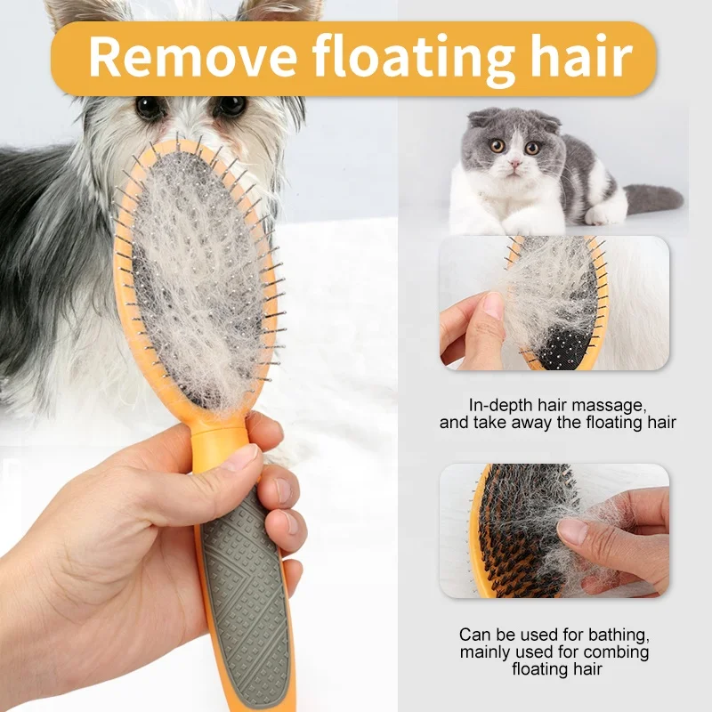 Factory Wholesale Custom Logo Double Sided Cat Massage Hair Brush Dog Pet Pin Grooming Brush