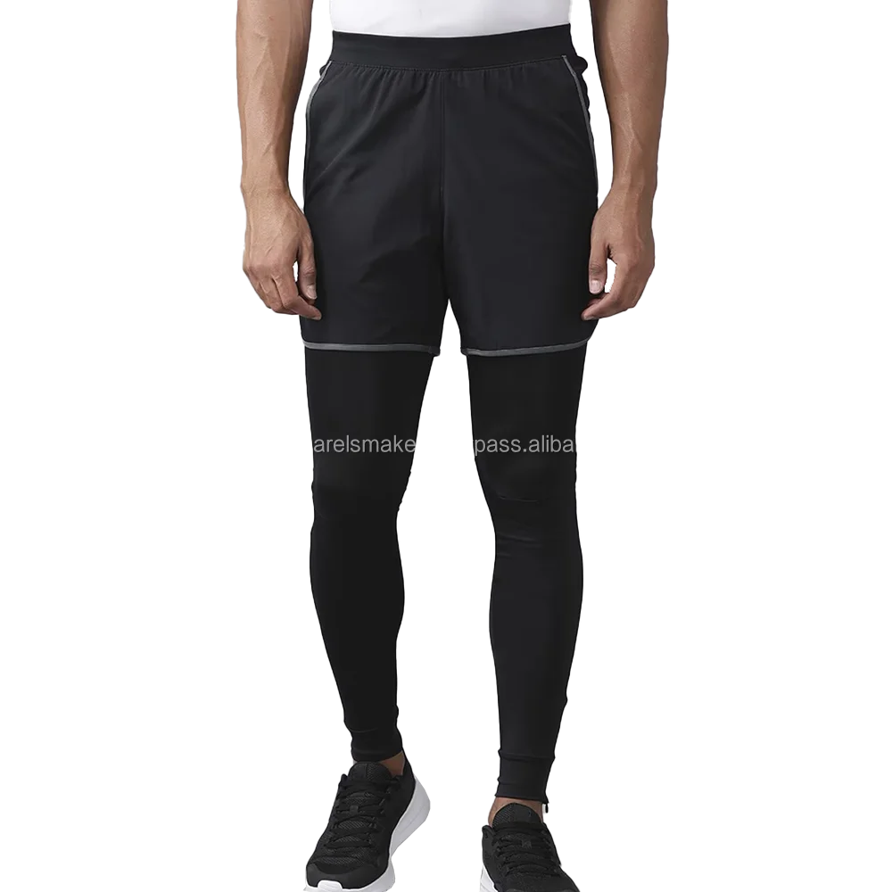 Men Sustainable and Breathable Joint Support Compression Sports Tights True Black Fitted Leggy