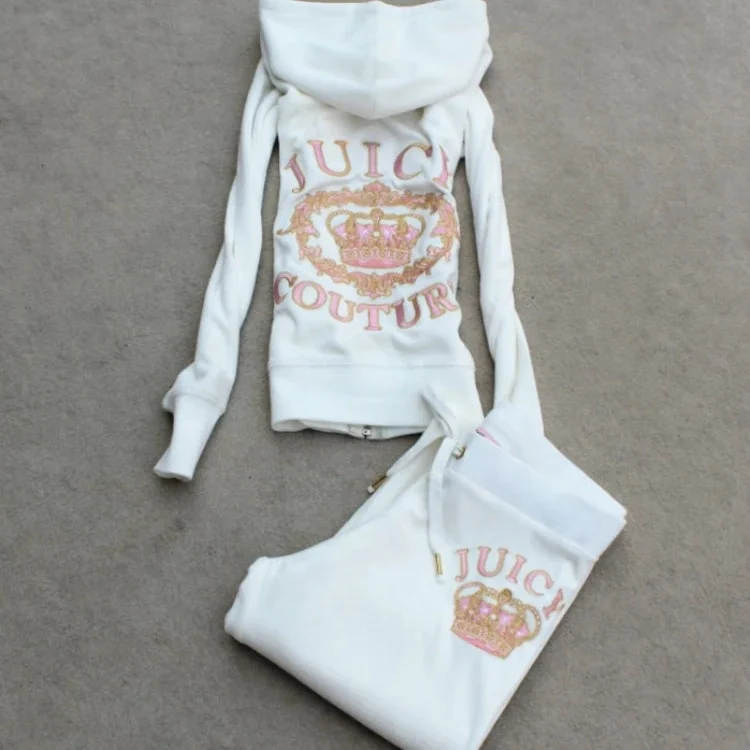 1/6 Custom design logo heavyweight ladies letter velour stacked pants and tops 2pcs jogger set