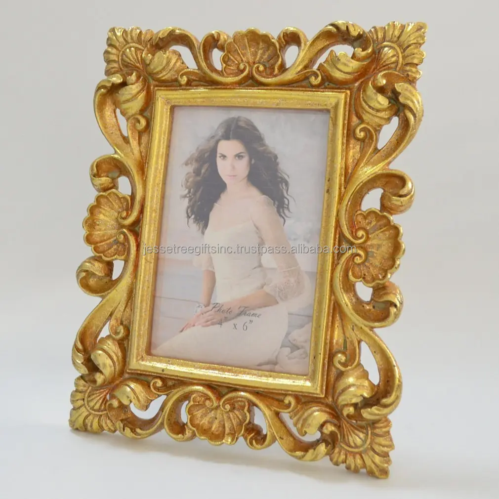 Металлическая и стеклянная настольная фоторамка с золотым порошковым покрытием рельефная дизайнерская рамка высокого качества для украшения дома