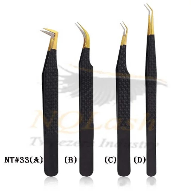 tweezers 90 degree for eyelash with Diamond grip fiber tip Private Label Custom Logo Volume Stainless Steel Lash  tweezers