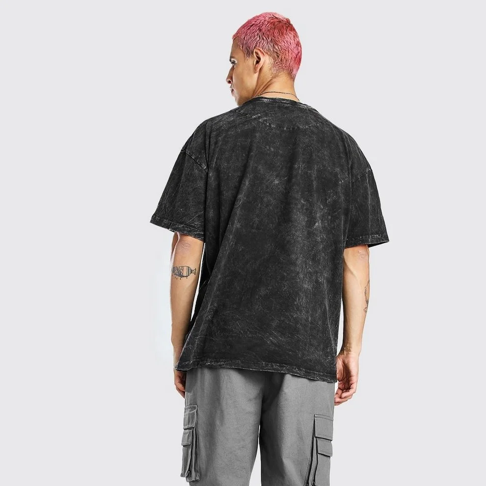 NEW mans 2022 Custom Streetwear Black Vintage Oversized 100% Cotton Mens Acid Wash T-shirt