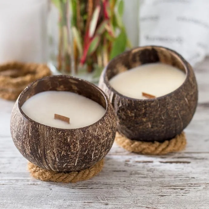 100% Natural Eco Friendly Coconut Candle Scented Candle in Coconut Shell
