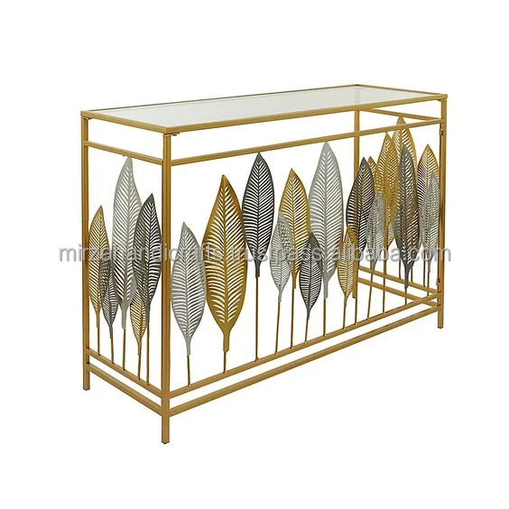Eye-Catching leaf Accents Console Table Contemporary Console Table will make a stylish and functional addition to your Home