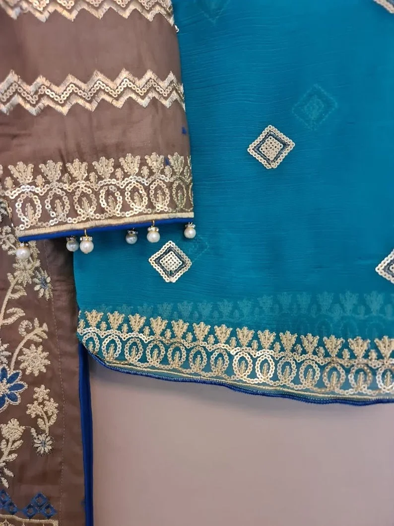 Индийский пакистанский Вышитый Костюм шальвар камиз газон горячая Распродажа платье 2021