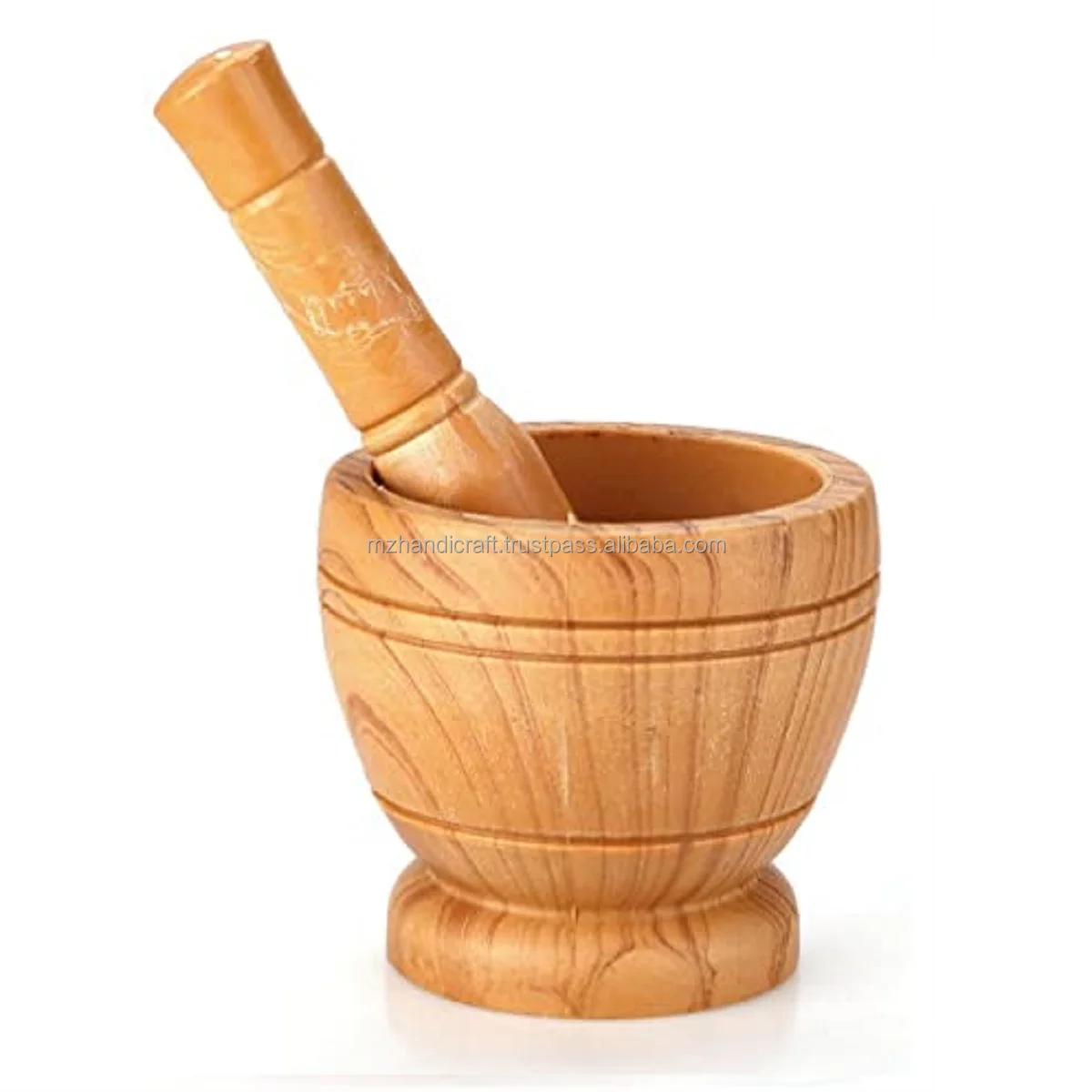New design White Granite Mortars And Pestles  Natural wooden  Mortars And Pestles