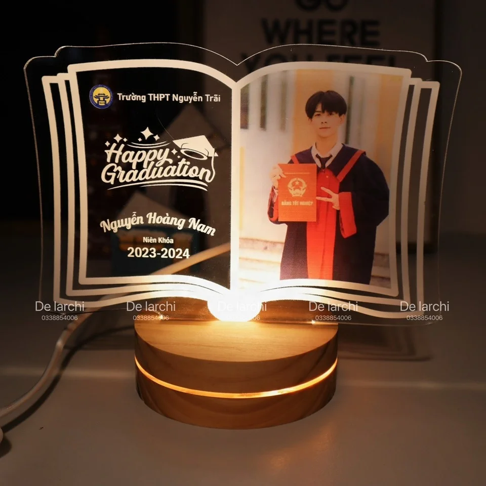 LED Mica table lamp with Graduation Baby printed on demand, graduation gift lamp for children, anniversary gift.