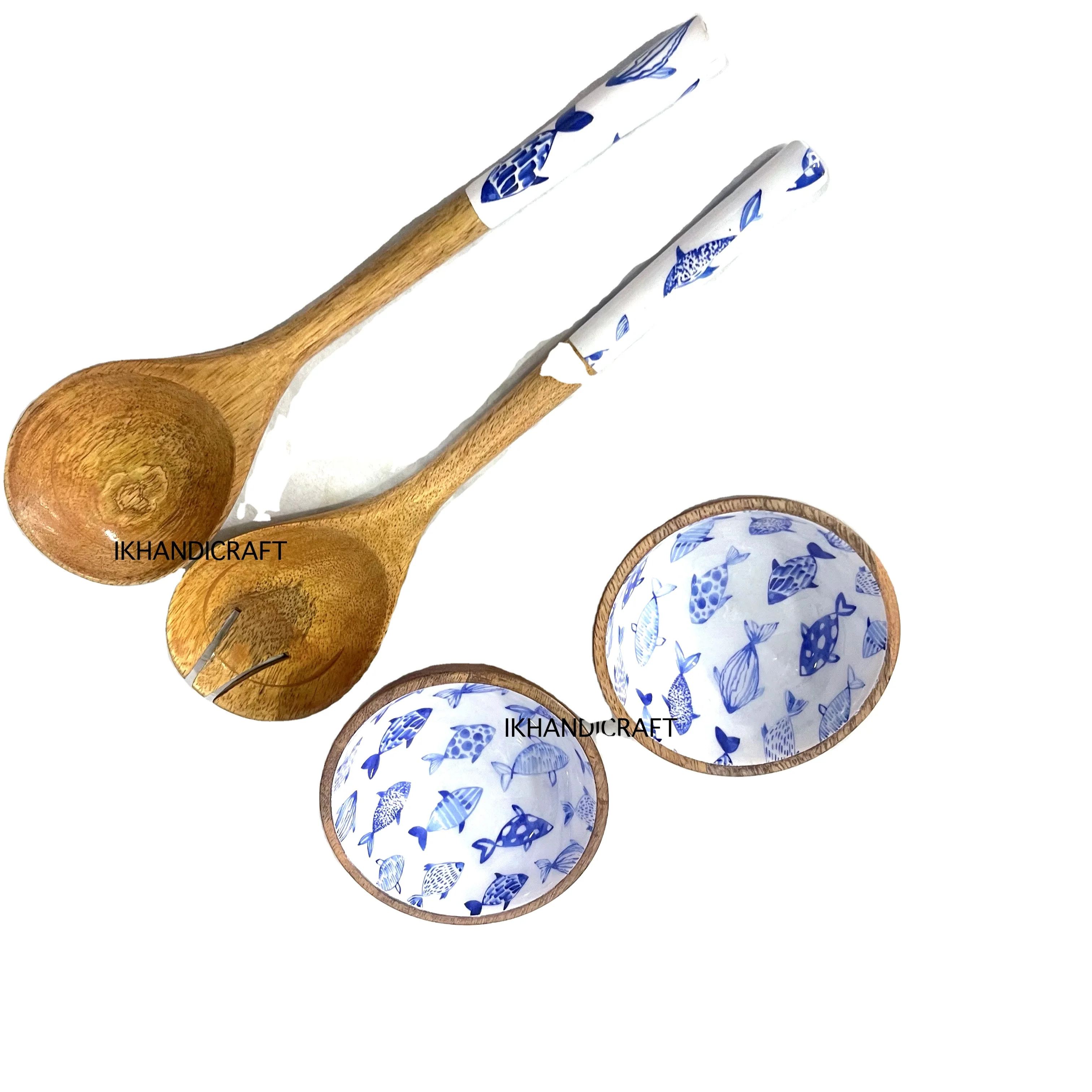 High Quality Japanese Customisable Wood Bowl Set Disposable Ocean Fish Enamelled Serving Salad Curry Party Tabletop Decorations