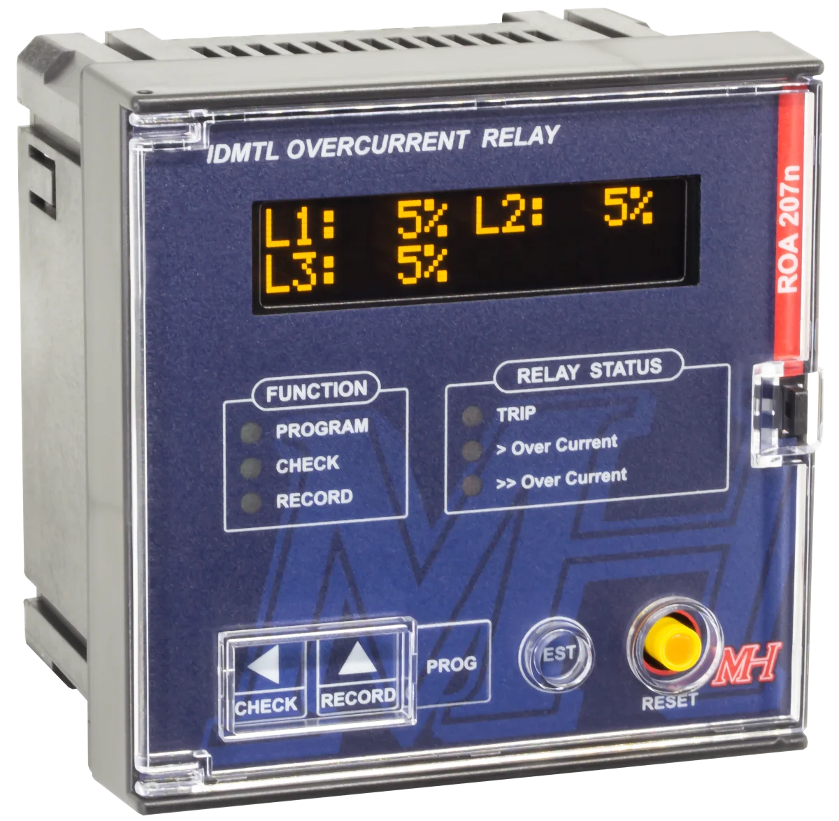 MH Overcurrent Relay ROA207n, ANSI 50/51 & 86, IDMTL & DTL with unique Mechanical Trip Button