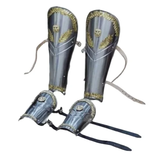 Medieval Steel Leg Guards & Arm Guard Armor Halloween Costume Silver armor Viking handmade antique vintage collectible item gif