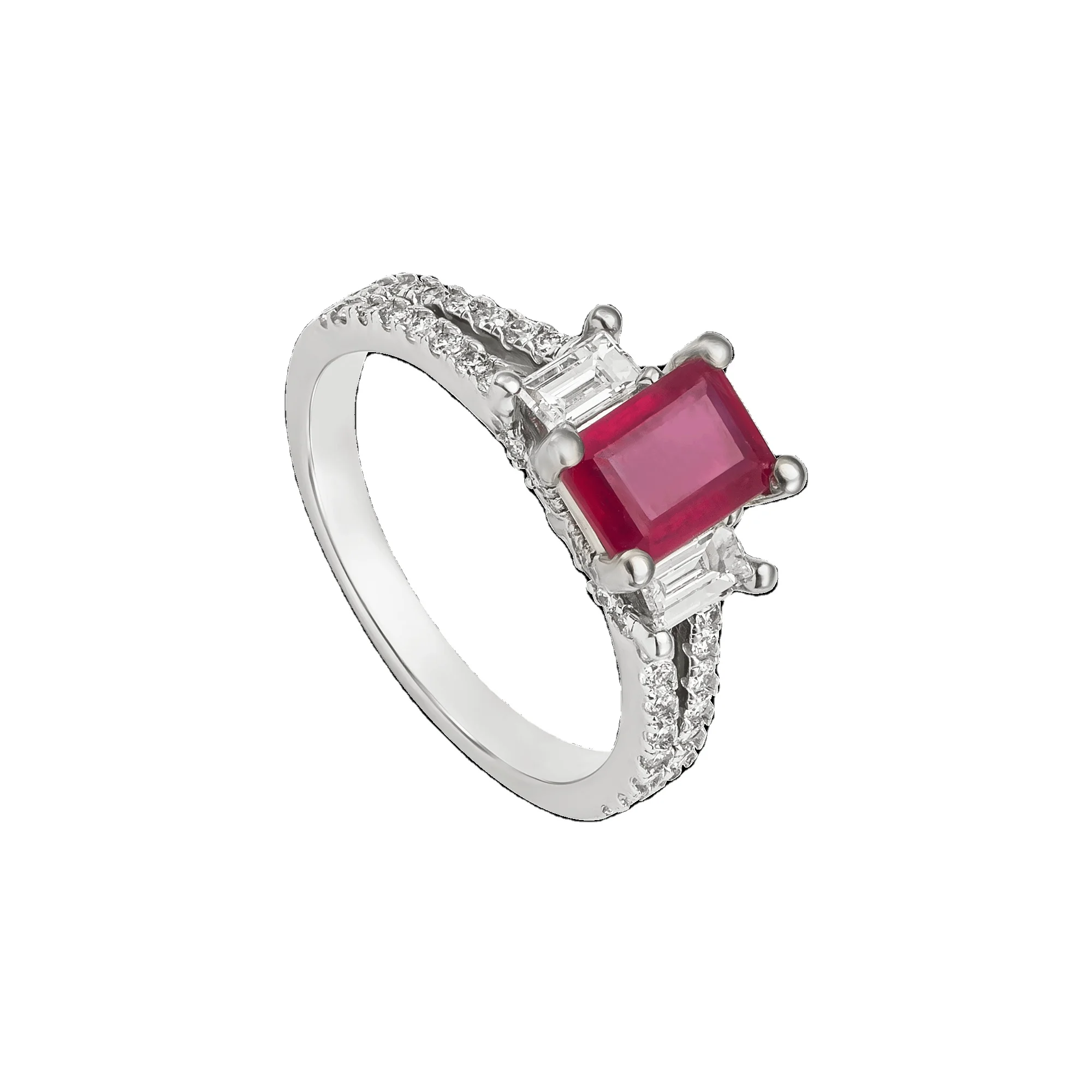 Luxury 14K Real Gold Wedding Rings for Women Customized OEM ODM with round Brilliant Cut Ruby a Natural Gemstone