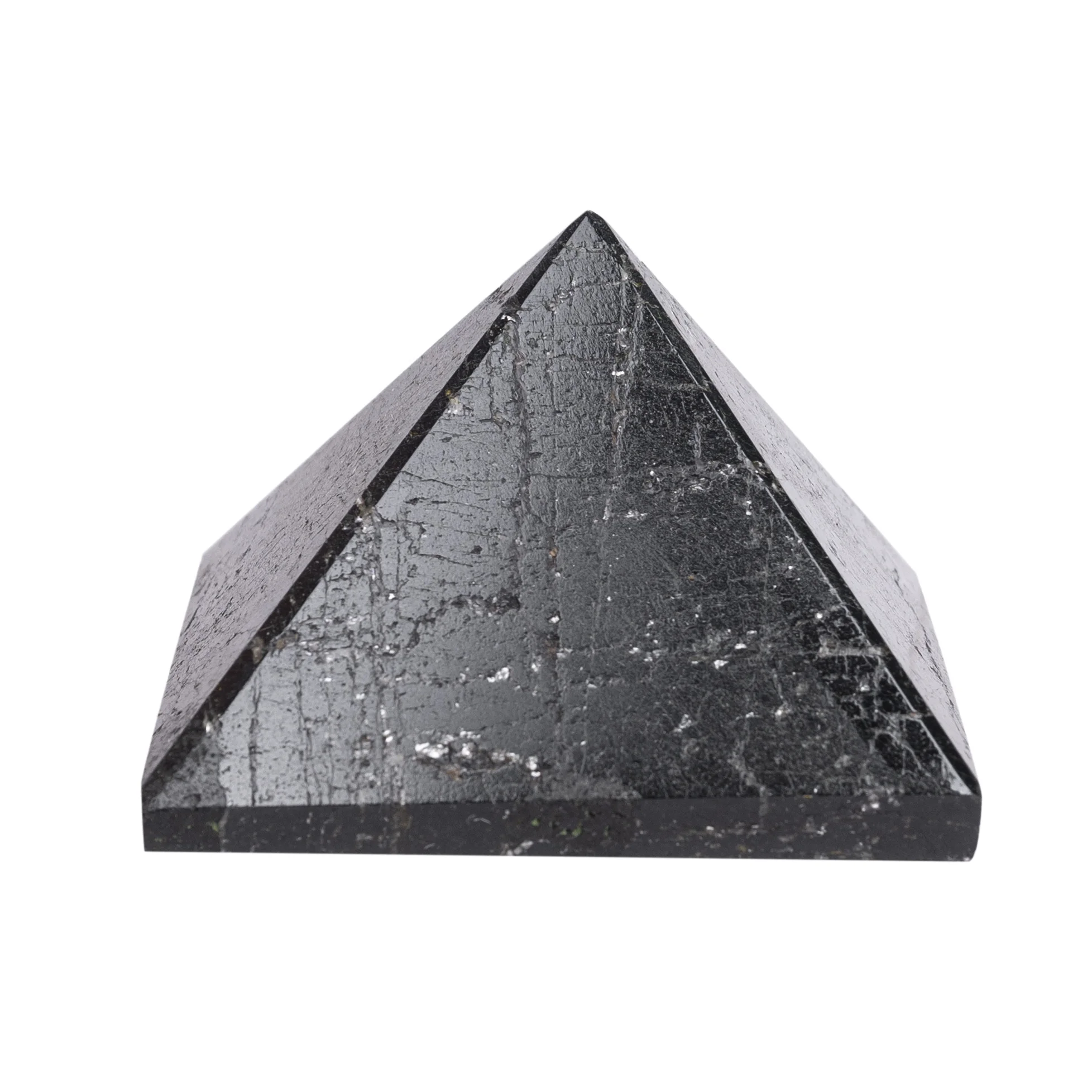 Hot Sale Natural Well Carved Crystal Pyramid Polished ocean black tourmaline Stone Spiritual Crystal Pyramid For Home Decor