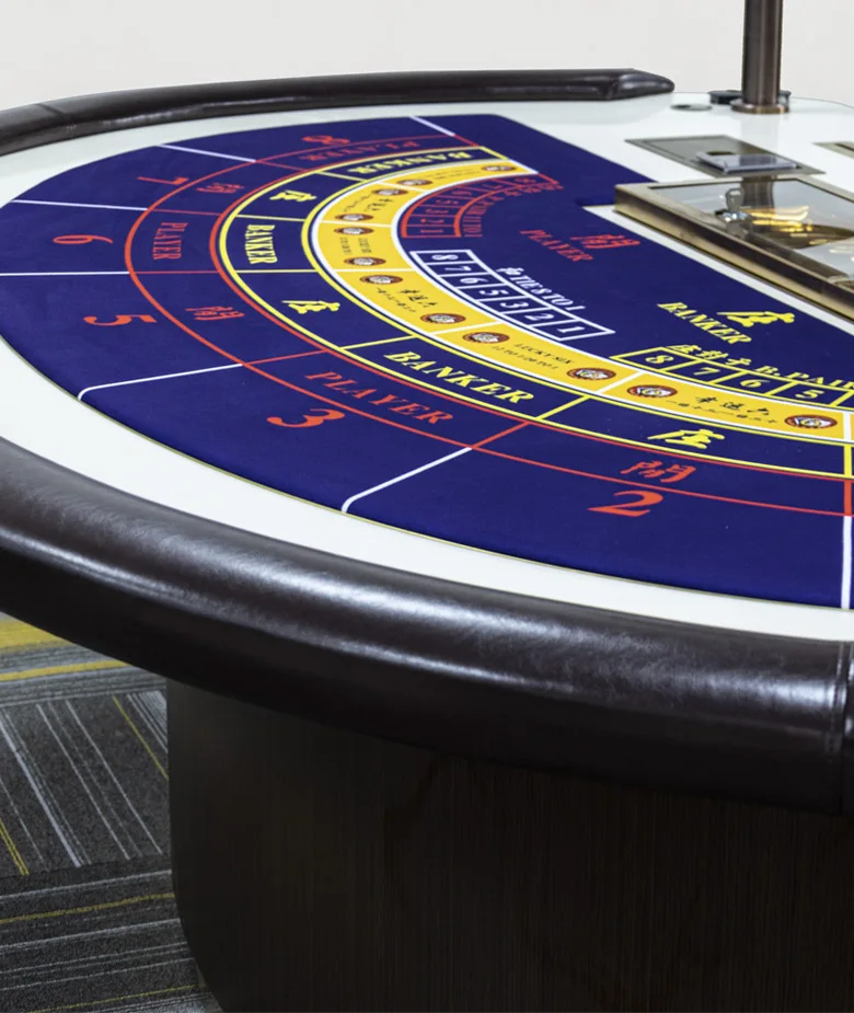 Professional Customized Luxurious Casino Table Baccarat Poker Play Table With Gold Copper Dealer Tray