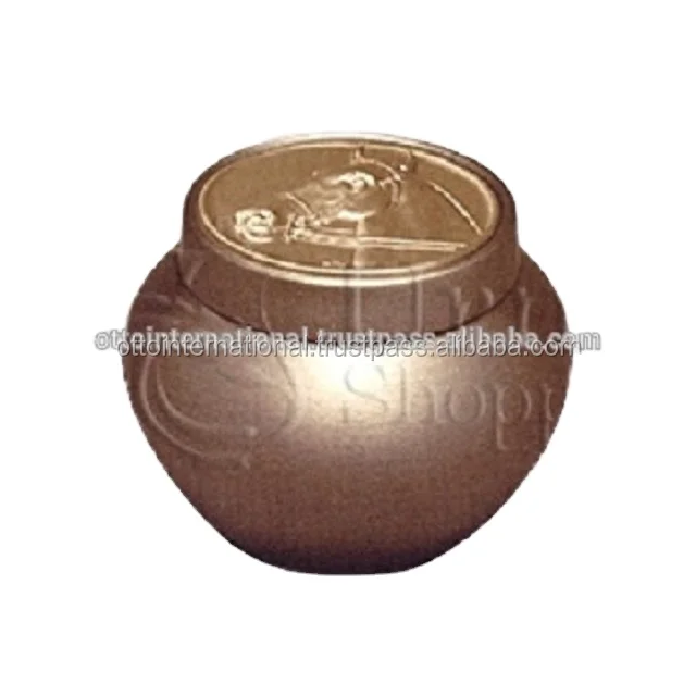 Tempus Gold with Horse Token Brass Metal Cremation Urn/Brass Cremation Urns/Mini Urns