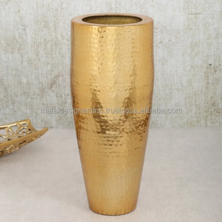 Hammered Bottle Vase in Antique Gold Finish Indoor and Outdoor Use Decorative Tableware Floor