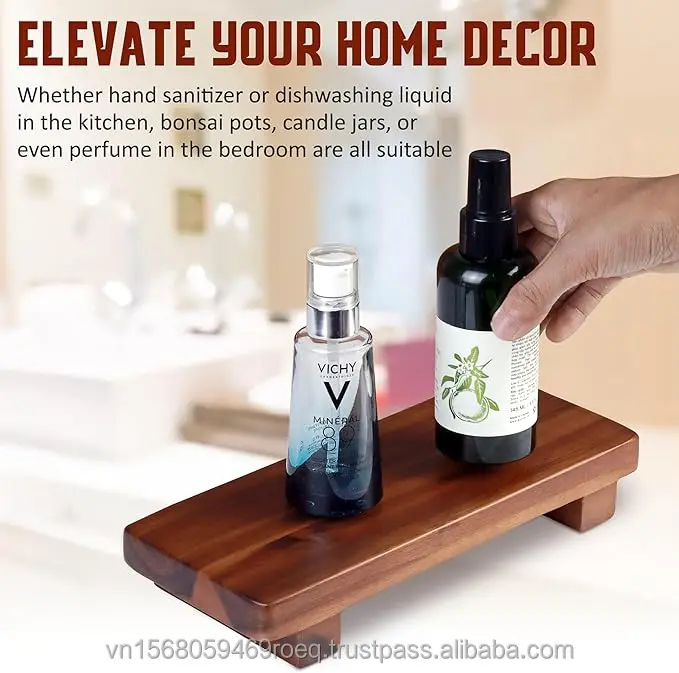 Acacia Wood Soap Stand Riser Small Wooden Pedestal Dispenser Bathroom Vanity Tray Kitchen Counter Toilet Supplies Display Home