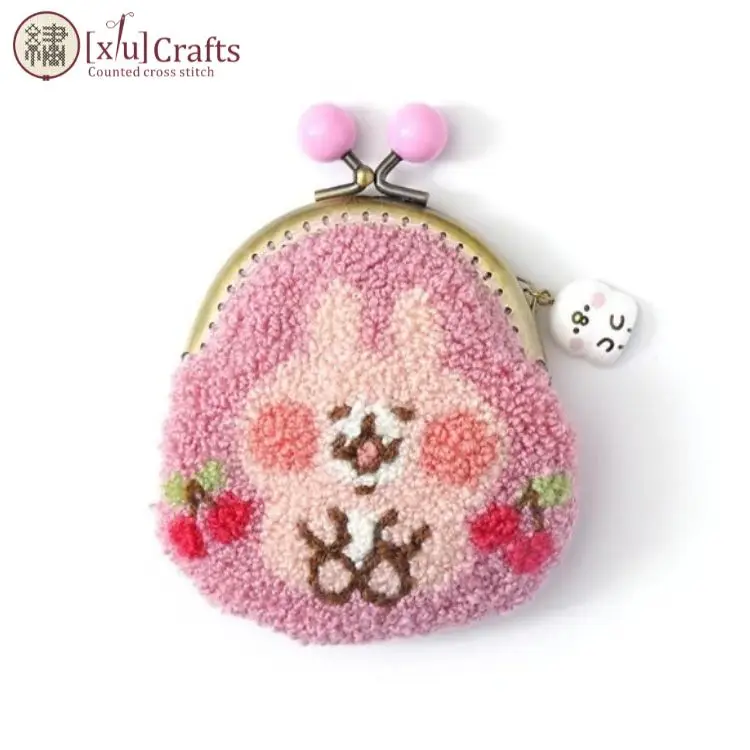 [3] Good Quality Small animals Handmade Clasp Coin Purse Punch Needle Kit Embroidery