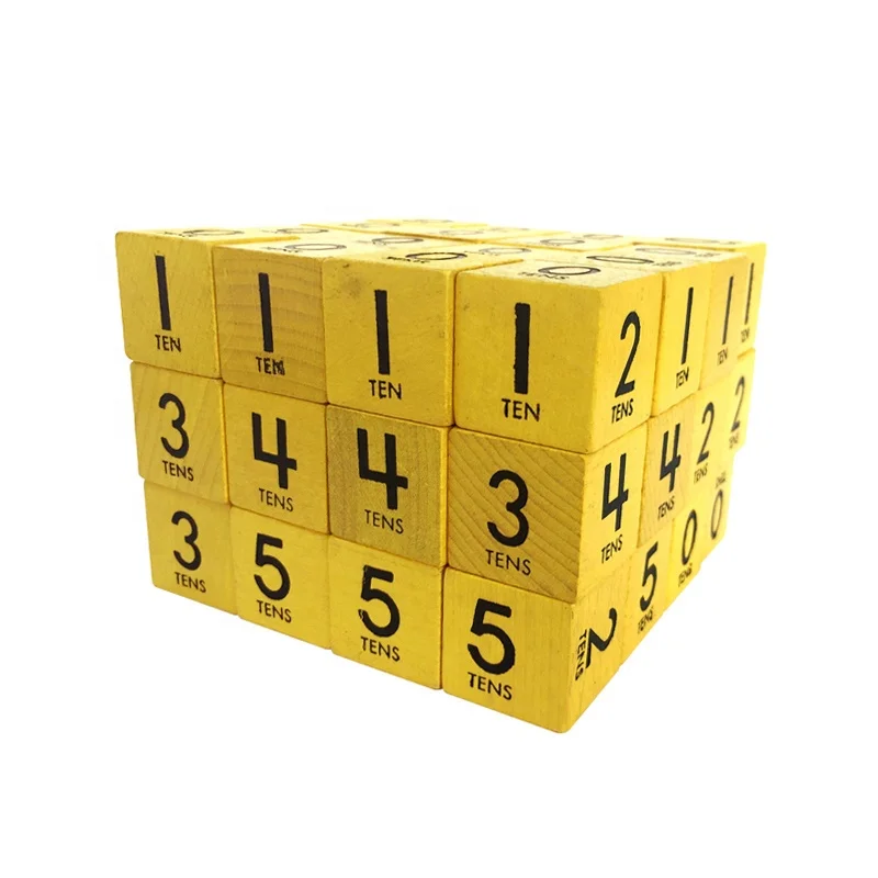 25mm Yellow Wooden Dice with Black Numbers 0-5 - Educational Game Toy
