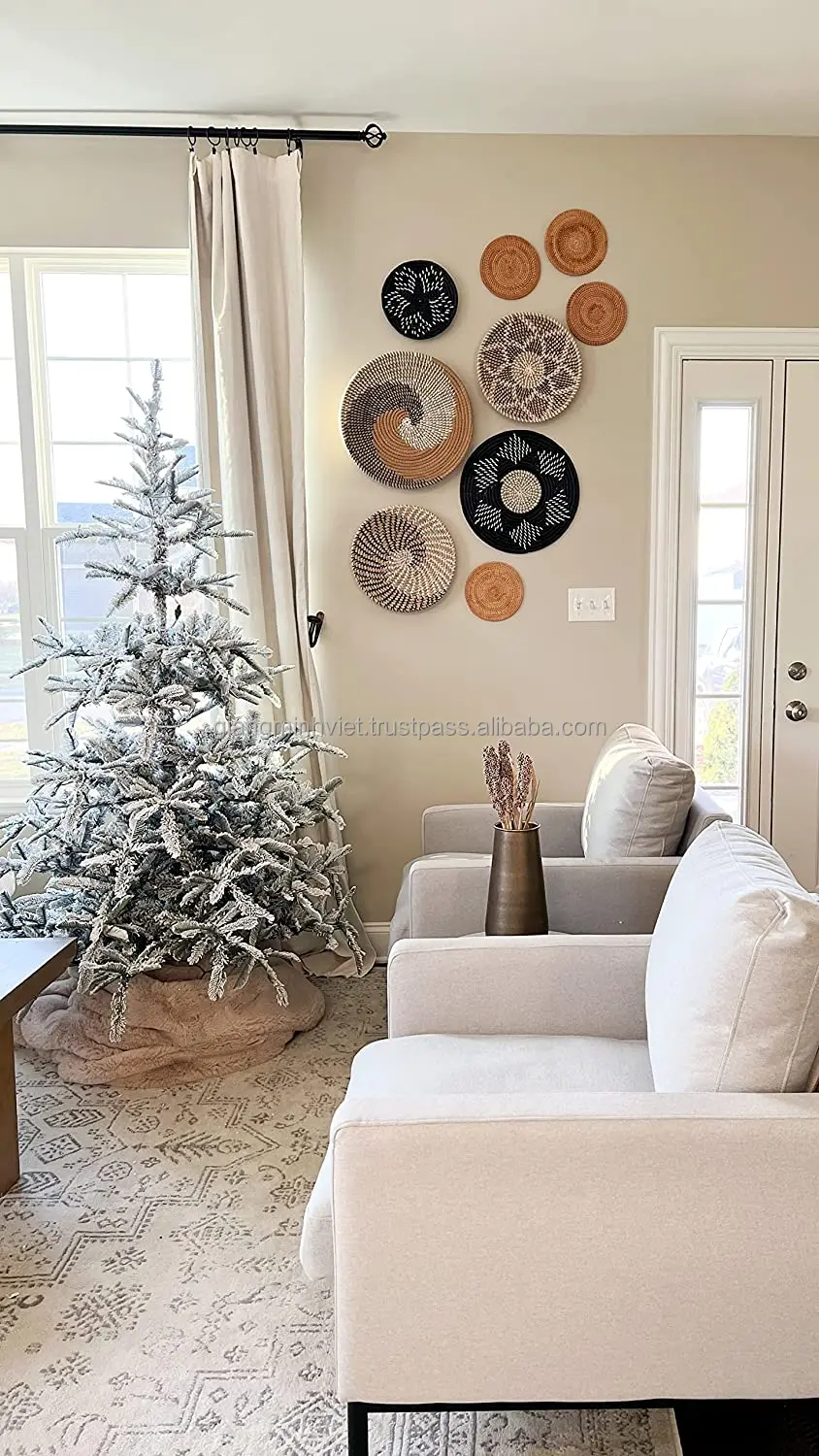 High Quality Set 9 of African Seag Wall Baskets Decor Hanging Basket for Boho Wall Decor 100% Handmade from Vietnamese