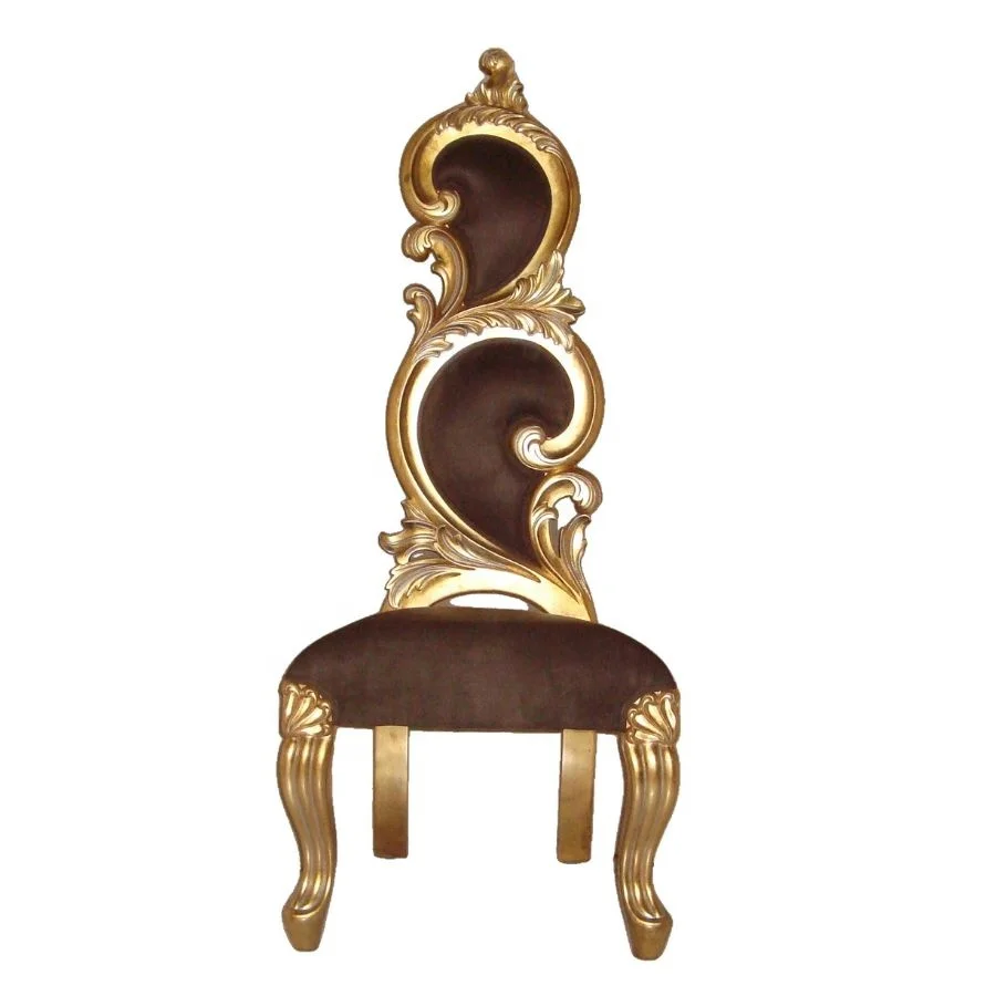 French Style Golden Side Chair Antique Dining Chair Solid Wood Chair for Design Interior of European Style Home Furniture