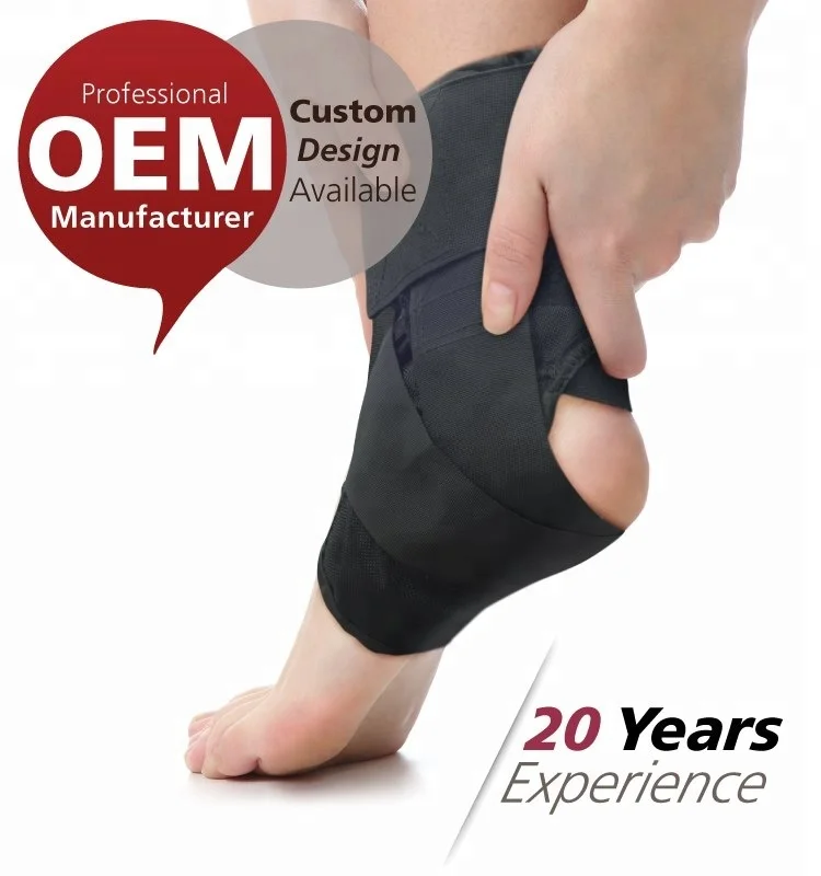 Low MOQ Medical Brush Fabric Sport Support Ankle Brace Splint Quick Lace Up for Ankle Pain Relief