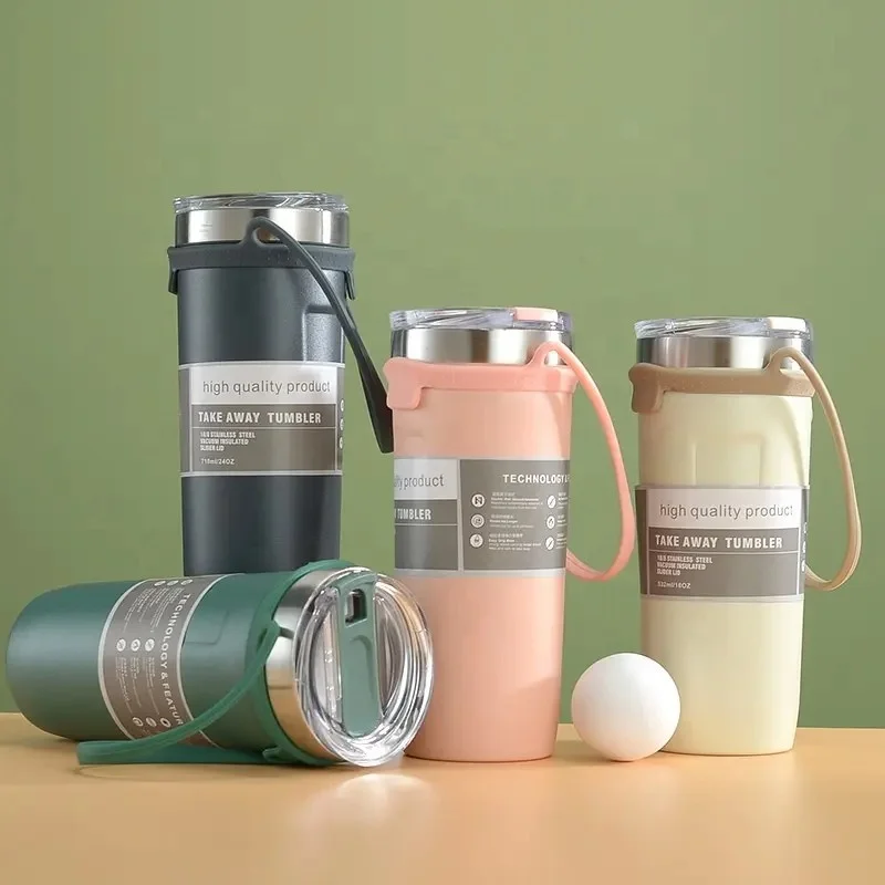 Wholesale Stainless Steel Vacuum Flasks & Thermoses Travel Coffee Cup With Silicone Cup Sleeve