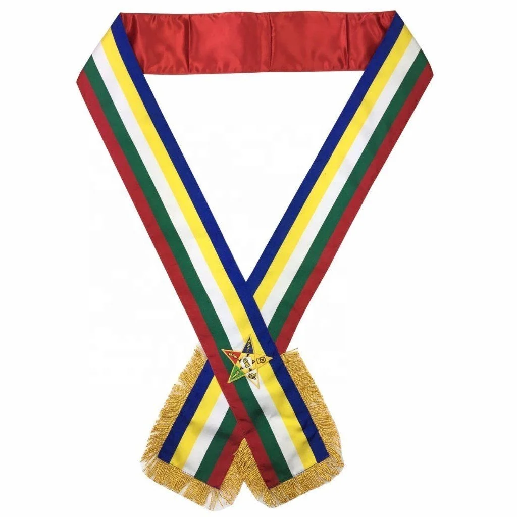 Masonic Order of Eastern Star OES complete Set with Machine Embroidery Sash with Satin best quality