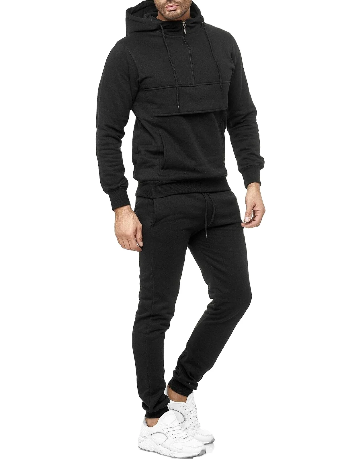 Black Color Boys Outdoor Cotton Fleece Fitness Wear Slim Fit Tracksuits Simple Decent Sweat Suits BY XAPATA SPORTS