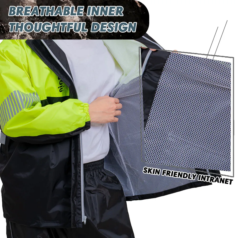 Custom Night Hawk Fashion Motorcycle Rainproof Windproof Rain Coat Waterproof Motorcycle Suit Water Proof Rainsuit