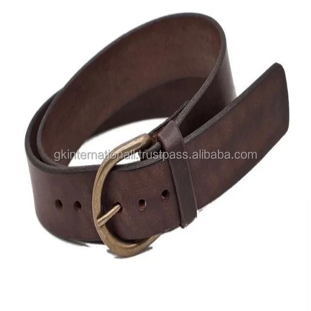 Custom Vintage Luxury Top Grain Real Genuine Cow Cowhide Pure Leather Casual  Belt for Men Jeans with heavy metal buckle