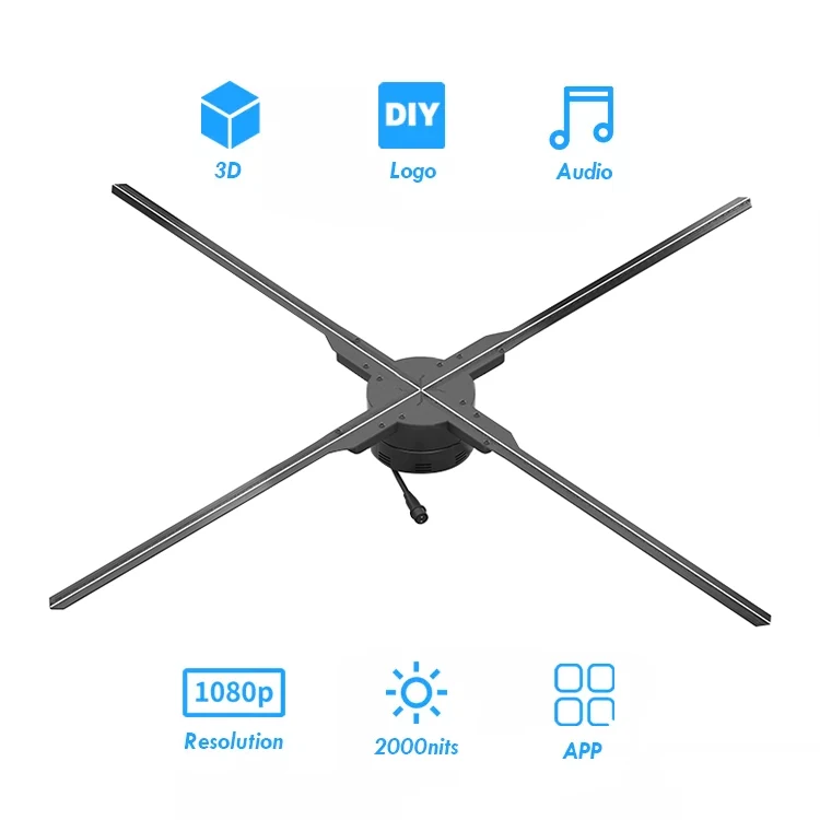 High Definition Combined Large Splicing Holographic Lamp Advertising Display 3d Hologram Projector Fan For Exhibition