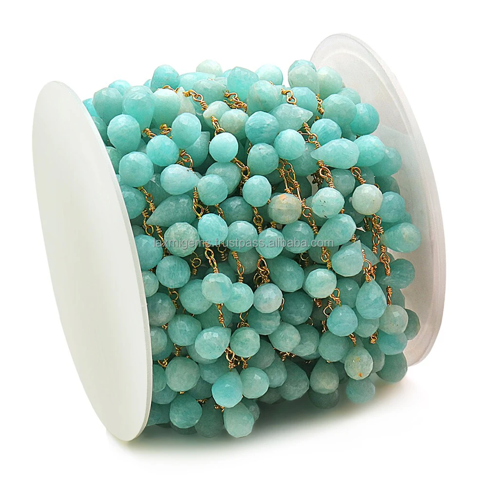 Natural amazonite gemstone beads 925 sterling silver chain for jewelry making