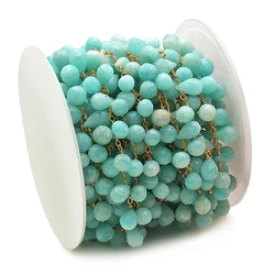 Indian wholesale handmade natural amazonite gemstone beads 925 sterling silver rosary chain