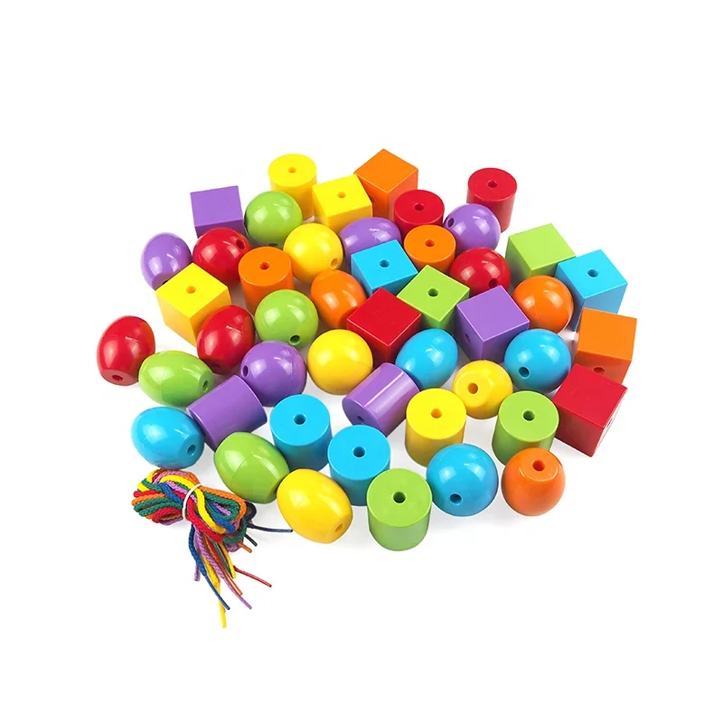 Strings and Lacing Beads Set for Toddlers, Threading Toys, Lacing Beads, Beads Sequencing Toy Set, Stacking Lacing Game