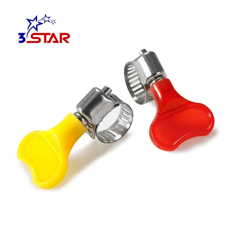 Galvanized Steel/Stainless Steel American Style Hose Clamp with Plastic Butterfly Key Handle in Multiple Colors