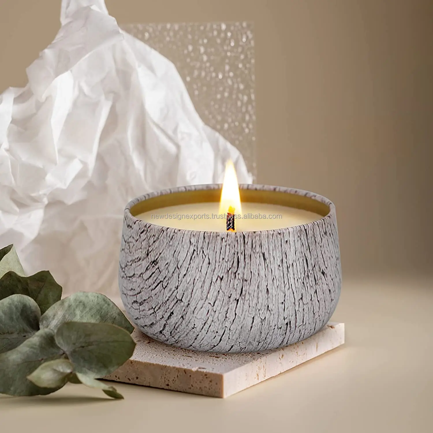 Premium Eucalyptus & Mint Candles | Highly Scented Candles for Home Relaxing Eucalyptus Candle with Woodgrain Tin Can