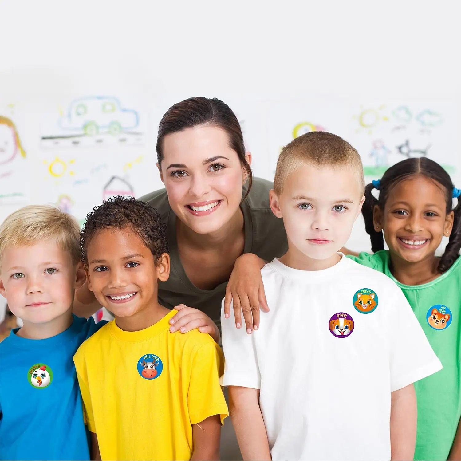 Custom designed waterproof kids round roll stickers suitable for clothes mirror laptop