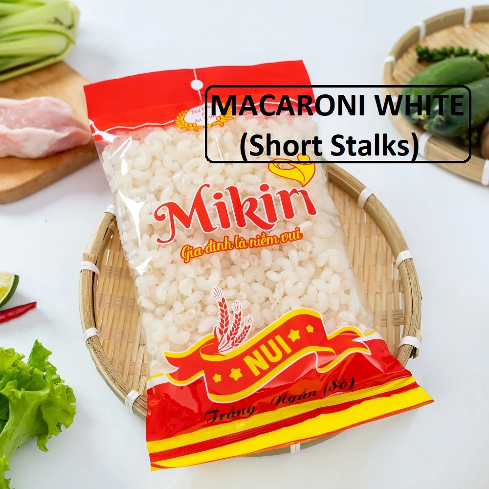 Short White Macaroni/ Pasta/ Spaghetti Mikiri 400 gram x 24 bags From Viet Nam  100% Natural And Health Food Hight Quality