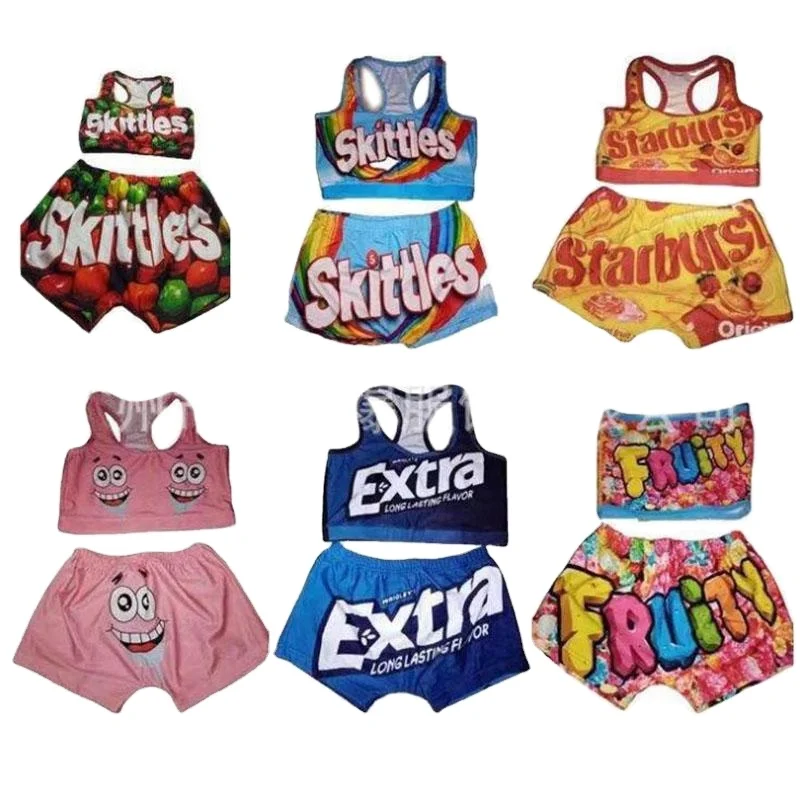 fashionable 2021 summer sexy off the shoulder crop top dicky printed 2 piece women track two piece biker short set