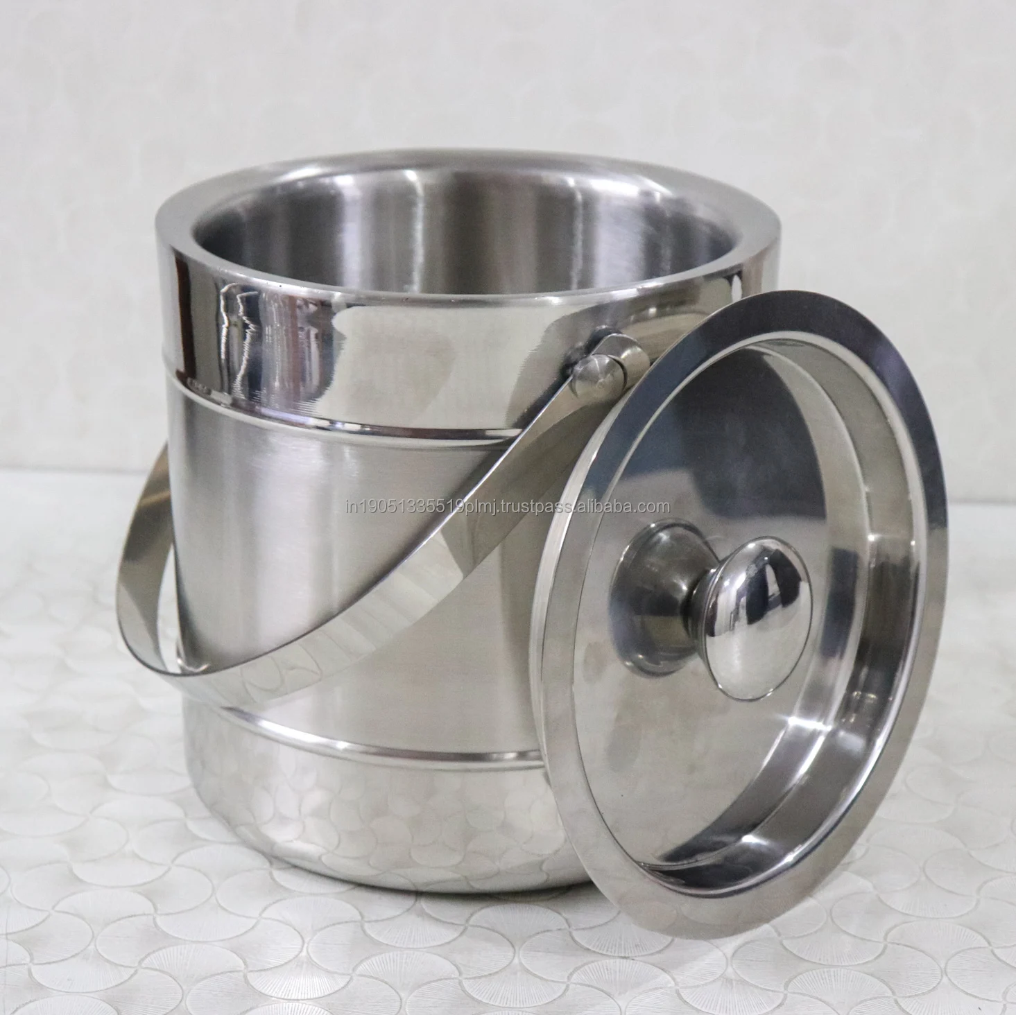 Double Wall Insulated Stainless Steel Ice Bucket with Lid Stainless Steel Ice Tongs Buckets Coolers & Holders Ice Cooling
