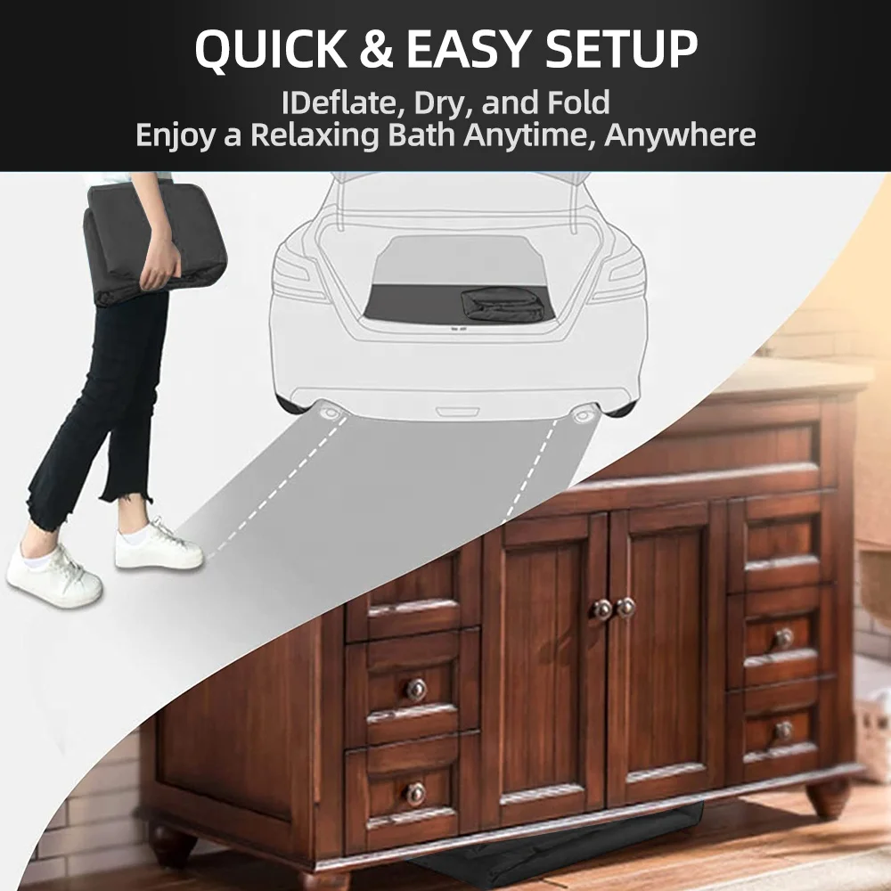 Custom Wholesale PVC Sponge Inflatable Folding Portable Bathtub For Adults With Electric Air Pump Inflatable Bathtub