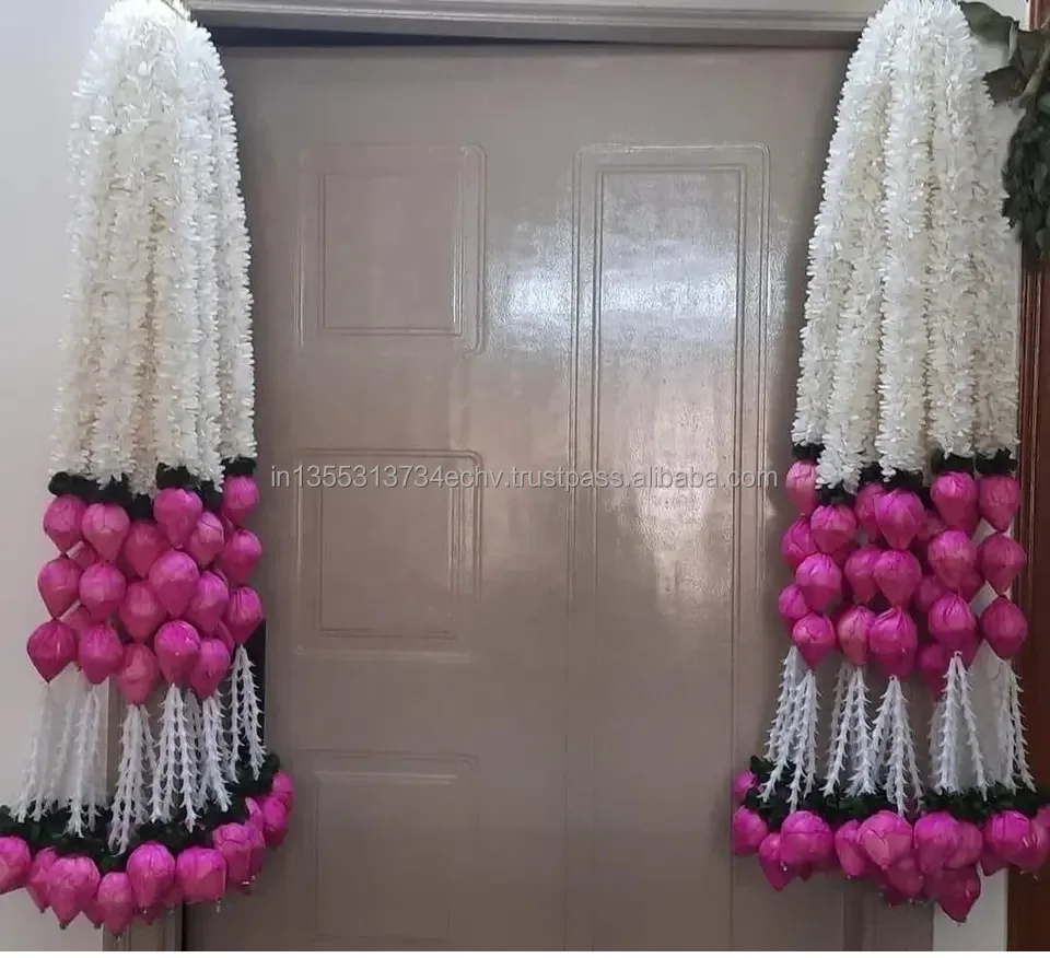 Jasmine  Artificial String With Lotus Flower Center Decor  Strings Handmade Toran Wall Hanging Door Hanging decor, Centerpiece