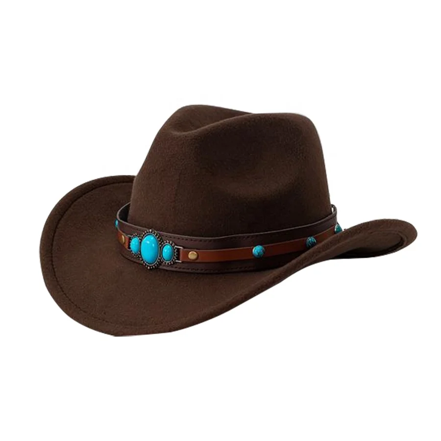 2024 High Quality Leather Cowboy Hats Custom Vintage Style Brown Crazy Leather Outback Bush Hat