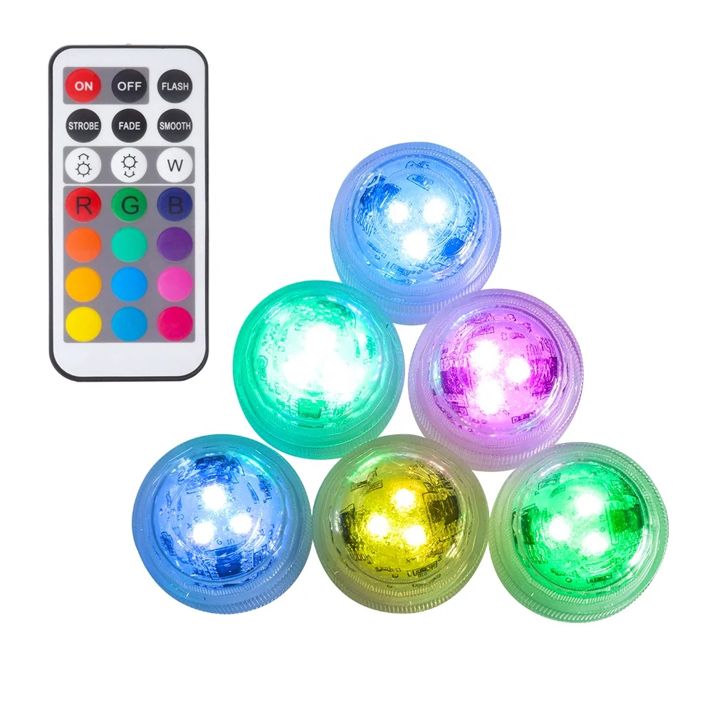 RGB Многоцветный оптом небольшой аккумулятор подводный свет светодиодный IP68 водонепроницаемый для бассейна