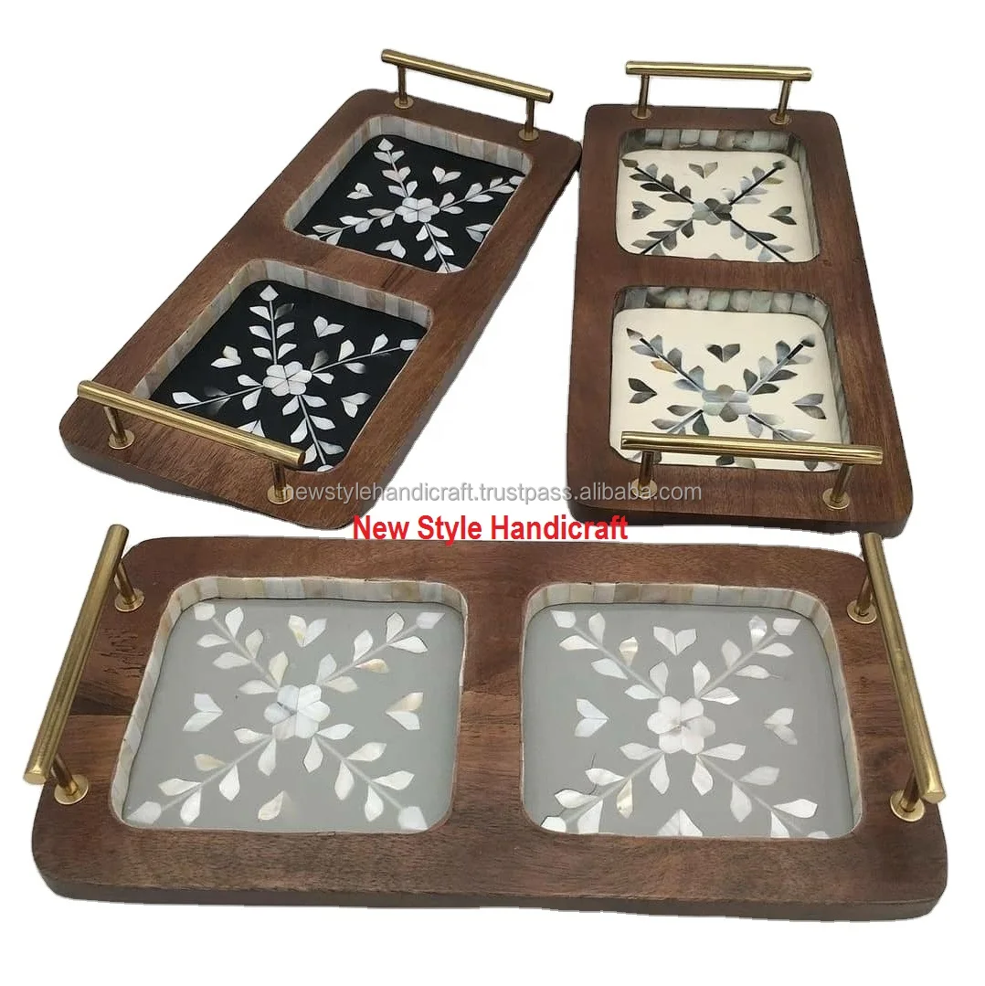  Новый стиль сервировочный поднос ручной работы оптовая продажа Самые продаваемые товары металлическая ручка Декор для дома декоративный