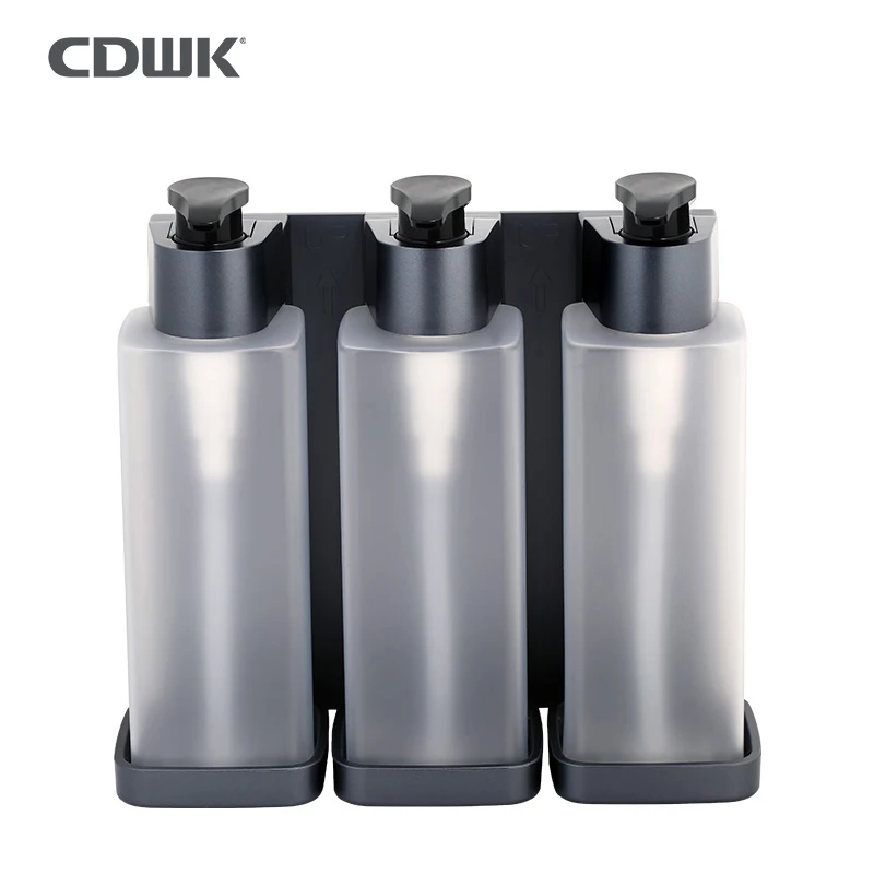 CDWK hotel shower gel soap dispenser 3 in 1 chamber shampoo and soap dispensers