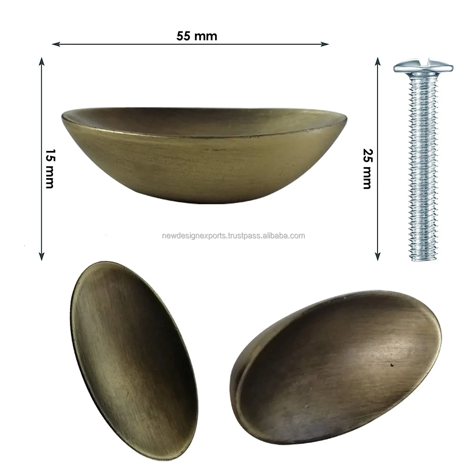 Brass Oval Antique Cabinet Knob Pull Handle