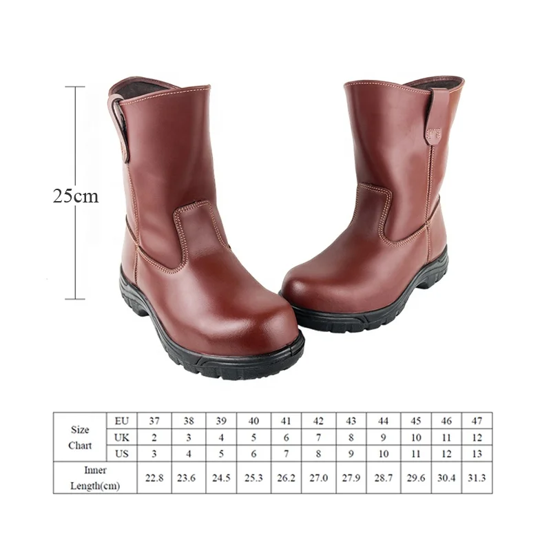 Cheap Footwear Production Composite Toe Knee Oil Field Safety Boots Brown Non Slip Chemical Resistant High Top Safety boots S3